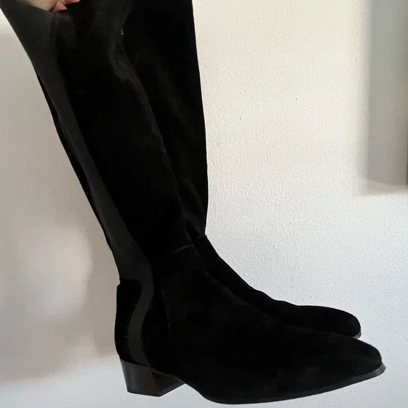 Aquatalia Boots Knee High Suede Leather Black Size 8.5 - Picture 4 of 12